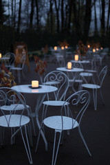tables and chairs in cafe