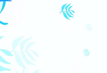Light BLUE vector doodle layout with leaves.