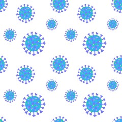 Coronavirus epidemic pattern. Vector coronavirus logo of COVID-19 seamless repeating pattern background. Illustration virus coronavirus 2019-nCoV on white background. Abstract model of nCoV.
