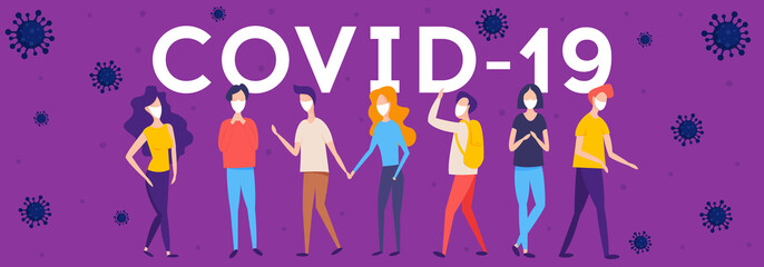 COVID-19 Novel Coronavirus. People in white medical face mask.