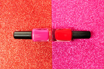 lipstick red and pink, in bright pink and red background.