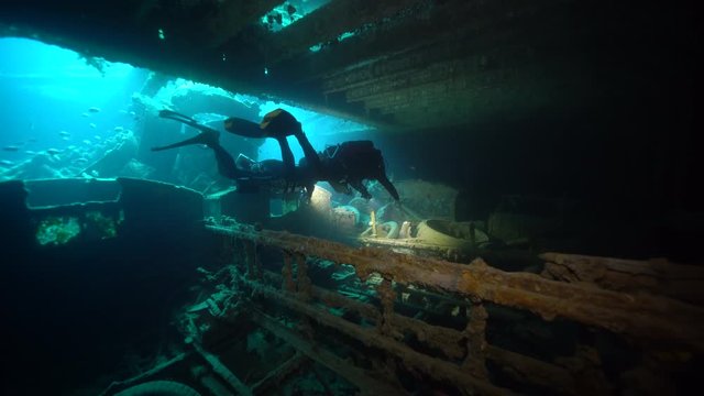Thistlegorm, famous wreck of sunken cargo ship from ww2 , Red sea, Egypt
