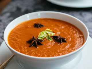 Home made tomato and rhubarb soup