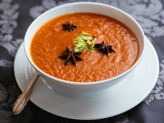 Home made tomato and rhubarb soup