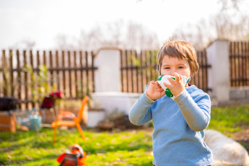 Child with respirator. Coronavirus Epidemic Outbreak