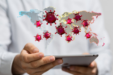 Covid-19 coronavirus, virus that causes acute respiratory infections and the common cold,...