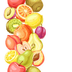Seamless pattern with ripe fruits.