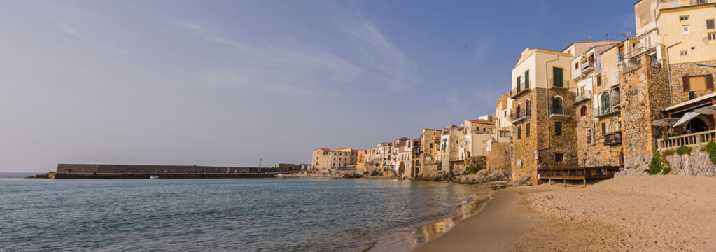 Cefalù at sunset– Sicily; Italy
