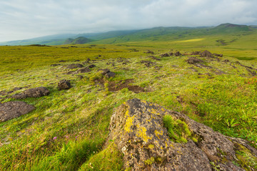 Obraz premium Dramatic views of the volcanic landscape. Kamchatka Peninsula.