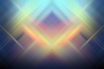 Perfectly crossed straight light beams connecting in a center abstract background