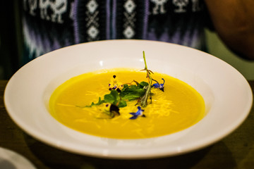 Peruvian soup with flowers