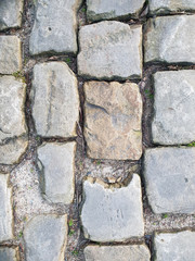 Background texture street of cobble stones or paving stones