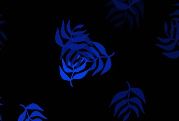 Obraz premium Dark BLUE vector doodle background with leaves.