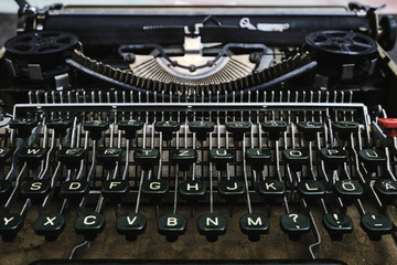 Mechanical keyboard of an old retro typewriter.