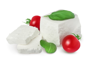 Feta cheese isolated on white background. With clipping path and full depth of field