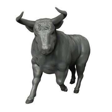 bull isolated on white background. Result of rendering 3d model