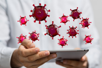 mikro digital epidemic corona virus nCoV , Novel Coronavirus 19-NCP. nCoV denoted is...