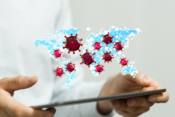 COVID-19 Business Finance Crisis Concept. Coronavirus Danger Pandemic. Global stress of world .
