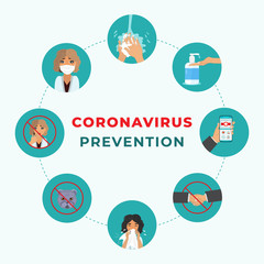 Coronavirus COVID-19 preventions. How to protect yourself from infection. Idea for coronavirus outbreak and preventions