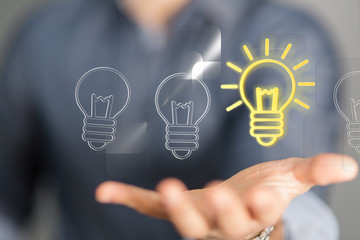 Bright idea in hand concept design art.