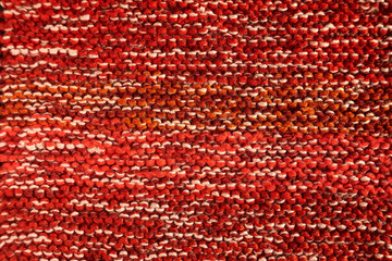 Knitted texture red color macro technique shawl