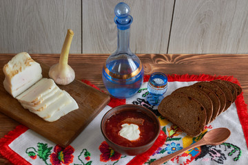 borscht with bacon and garlic