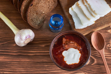 borscht with bacon and garlic