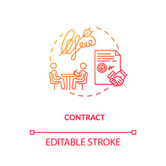 Contract, creative brief concept icon. Legal document, design studio staff official obligation idea thin line illustration. Employment agreement. Vector isolated outline RGB color drawing