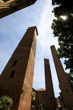 Pavia (PV), Italy - June 09, 2018: The medieval towers, Pavia, Lombardy, Italy