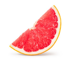 Grapefruit slice isolated on white background. With clipping path and full depth of field