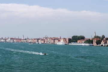 Water traffic in summer Venice