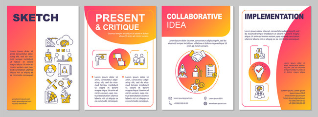 Project development brochure template. Customer satisfaction with work. Flyer, booklet, leaflet print, cover design with linear icons. Vector layouts for magazines, annual reports, advertising posters