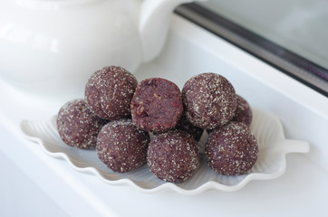 Handmade candies from cranberries dates and nuts