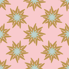 Cute colorful abstract star seamless pattern. Polka dot tile background. Vector illustration.  