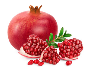 Pomegranate isolated on white background with clipping path and full depth of field.