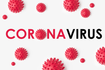 Inscription CORONAVIRUS on white background. World Health Organization WHO introduced new name for chinese virus 2020.disease named: COVID-19 SARS, Coronaviridae , SARS-CoV, SARSCoV , MERS-CoV