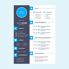 cv design template with solid icons