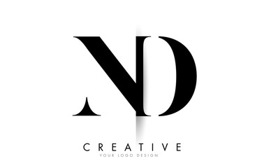 ND N D Letter Logo with Creative Shadow Cut Design.
