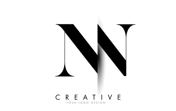 NN N N Letter Logo with Creative Shadow Cut Design.