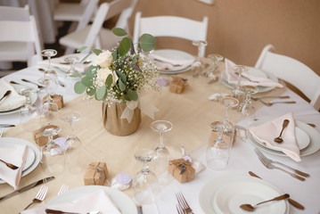 Elegant Table Setting With Party Favors