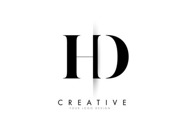 HD H D Letter Logo with Creative Shadow Cut Design.