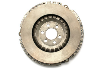 clutch disc and clutch basket on a white background