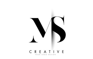 MS M S Letter Logo with Creative Shadow Cut Design.