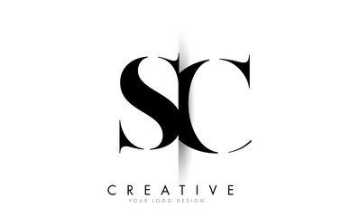 SC S C Letter Logo with Creative Shadow Cut Design.