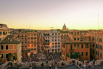 Fototapeta na wymiar Tourists at Spanish Steps at Square of Spain Rome Italy