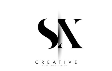 SX S X Letter Logo with Creative Shadow Cut Design.