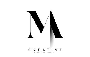 MA M A Letter Logo with Creative Shadow Cut Design.