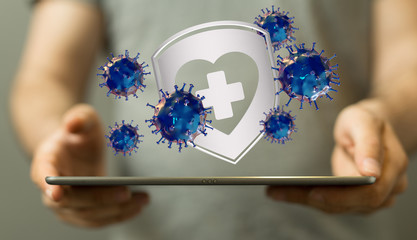 Corona Virus Healthcare Concept. Coronavirus protection Pandemic Sars Fever.