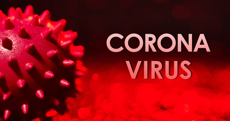 Coronavirus, COVID-19 SARS,Coronaviridae , SARS-CoV, SARSCoV, virus 2020 , MERS-CoV ,chinese virus 2019-nCoV. .Virus molecule concept on red background and water splash.