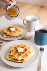 Belgian waffles and tea